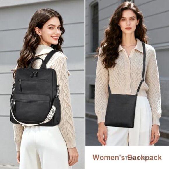 PU Leather Convertible Backpack Purse, 13.3\